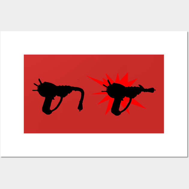 Zombie Pack-a-Punched Ray Gun on Red Wall Art by LANStudios